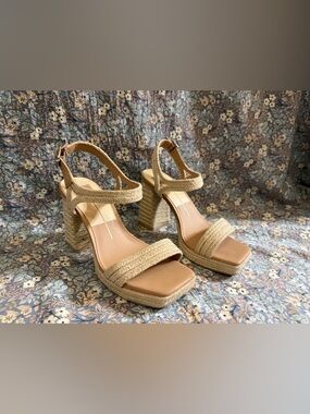 Dolce Vita Tan Braided Espadrille Block Heels